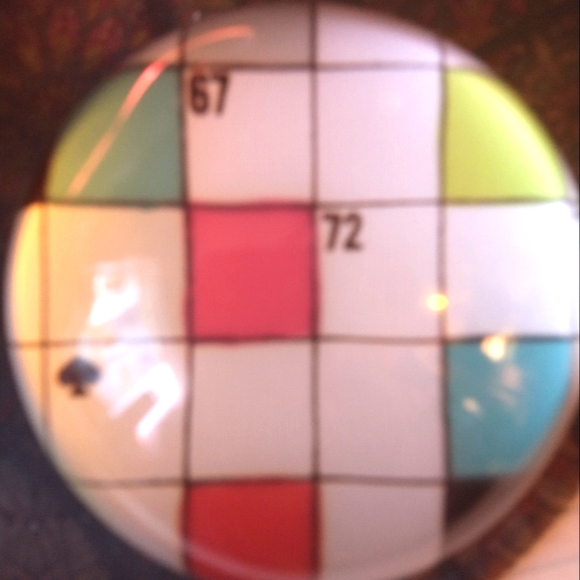 Kate Spade Crossword Puzzle glass paper weight. Signed on bottom. - Picture 1 of 1